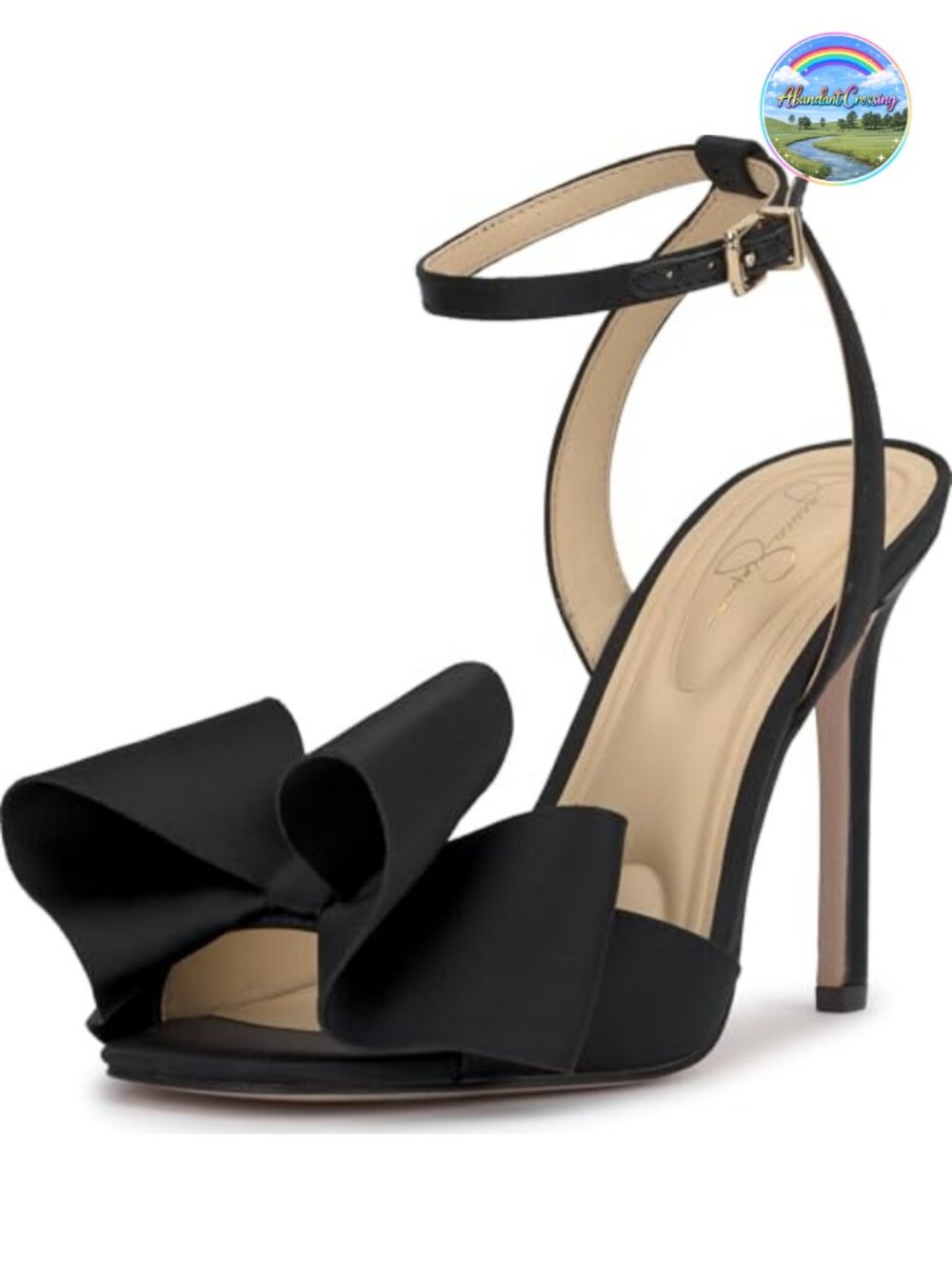 Satin Bow Stiletto Heeled Sandals with Ankle Strap, Wedding Party